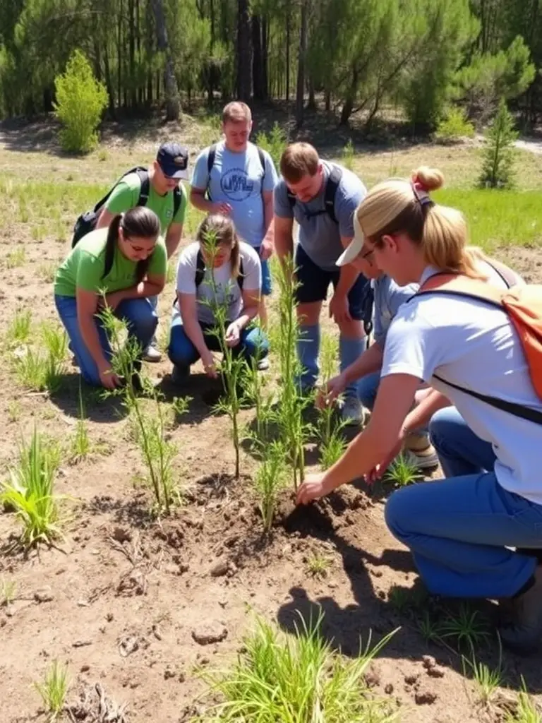 A photo of volunteers planting trees in a local park, showcasing the association's reforestation efforts.